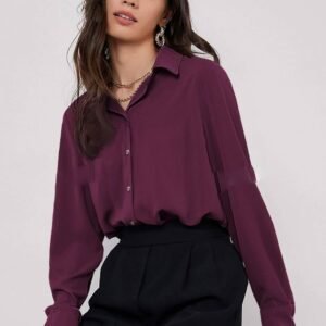GRECIILOOKS Women's Oversized Fit Rayon Crop Top Shirt | Comfortable Rich Korean Button Down | Workwear Top for Office & Casual Outfit